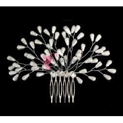 Accesoriu elegant pentru decor par AP015CC Argintiu cu cristale si perle - HandMade